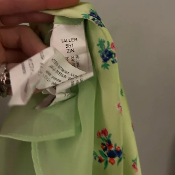 Zara Light Green Dress with Floral Patterns - Picture 3 of 5